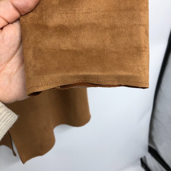 Zara Camel Brown Faux Suede Lightweight Midi Trench Coat EUC size S - Picture 10 of 16